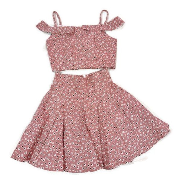 Few Moda NY Floral Two-Piece Pleated Skirt Set in‎ Pink Size Small NYT - Picture 3 of 9